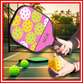 Roze Cool Modern Monogrammed Pickleball Paddle