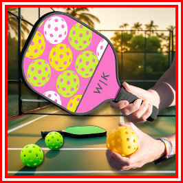 Roze Cool Modern Monogrammed Pickleball Paddle