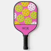 Roze Cool Modern Monogrammed Pickleball Paddle (Voorkant)