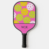 Roze Cool Modern Monogrammed Pickleball Paddle (Achterkant)