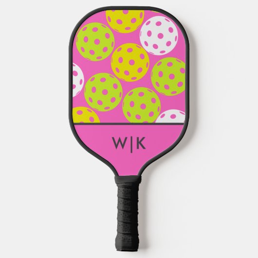 Roze Cool Modern Monogrammed Pickleball Paddle (Achterkant)
