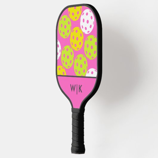 Roze Cool Modern Monogrammed Pickleball Paddle (Links)