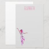 Roze coole danseres meisje met roze haar briefpapier (Voorkant / Achterkant)