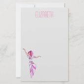 Roze coole danseres meisje met roze haar briefpapier (Voorkant)