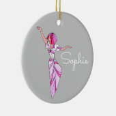 Roze coole danseres meisje met roze haar keramisch ornament (Rechts)