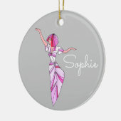 Roze coole danseres meisje met roze haar keramisch ornament (Links)