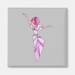 Roze coole danseres meisje met roze haar magneet