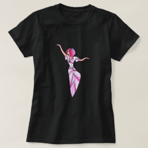 Roze coole danseres meisje met roze haar t-shirt
