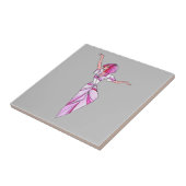 Roze coole danseres meisje met roze haar tegeltje (Zijkant)