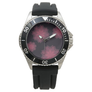 Roze, coole, trendy, moderne bloemabstractie horloge