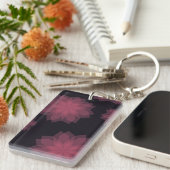Roze, coole, trendy, moderne bloemabstractie sleutelhanger (Voorkant Rechts)