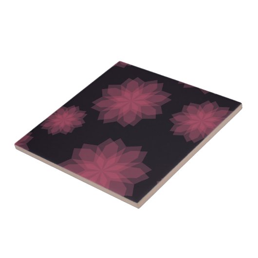 Roze, coole, trendy, moderne bloemabstractie tegeltje (Zijkant)