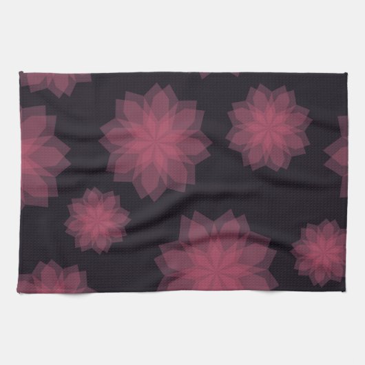 Roze, coole, trendy, moderne bloemabstractie theedoek (Horizontaal)