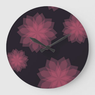Roze, coole, trendy, moderne bloemenabstractie grote klok
