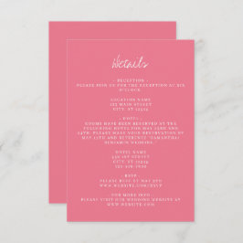 Roze Coördinaat Trouwdetails Informatiekaartje