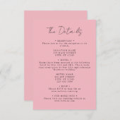 Roze Coördinaat Trouwdetails Informatiekaartje (Voorkant / Achterkant)