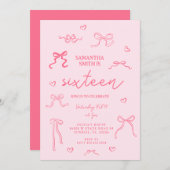 Roze Coquette 16e verjaardagsfeestje Kaart (Voorkant / Achterkant)