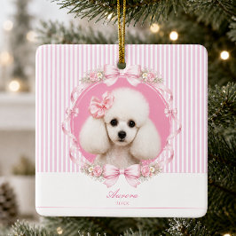 Roze Coquette Aangepaste Foto van Huisdier Hond Keramisch Ornament