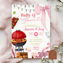 Roze Coquette Achtertuin BabyQ Baby Shower Kaart