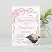 Roze Coquette afstudeerfeest uitnodiging (Staand voorkant)