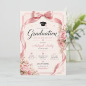 Roze Coquette Afstudeeruitnodiging (Staand voorkant)