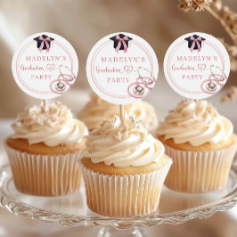 Roze Coquette Afstuderen Nurse Cupcake Topper Ronde Sticker