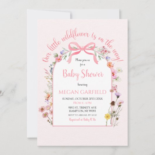 Roze Coquette Arch Spring Wildflower Baby shower Kaart (Voorkant)