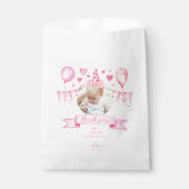 Roze Coquette Baby Meisje Bow Verjaardag Dank u Bedankzakje (Voorkant)