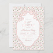 Roze Coquette Baby Shower Uitnodiging (Voorkant)