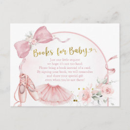 Roze Coquette Ballerina Baby shower Boeken voor Ba Uitnodiging Briefkaart