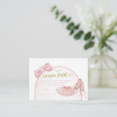 Roze Coquette Ballerina Baby shower Luier Raffle Informatiekaartje (Staand voorkant)