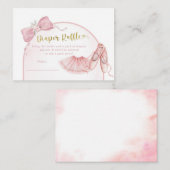 Roze Coquette Ballerina Baby shower Luier Raffle Informatiekaartje (Voorkant / Achterkant)
