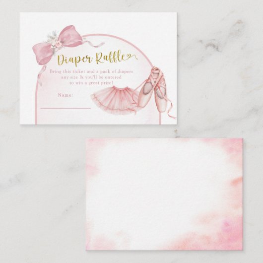 Roze Coquette Ballerina Baby shower Luier Raffle Informatiekaartje (Voorkant / Achterkant)