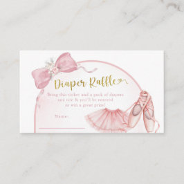Roze Coquette Ballerina Baby Shower Luier Raffle Informatiekaartje