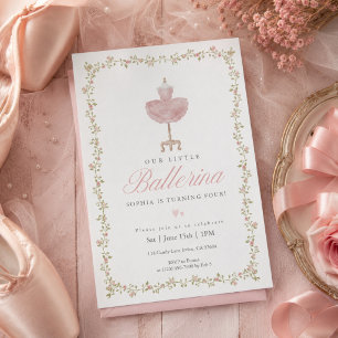 Roze Coquette Ballerina Strik Boog Meisje Verjaard Kaart