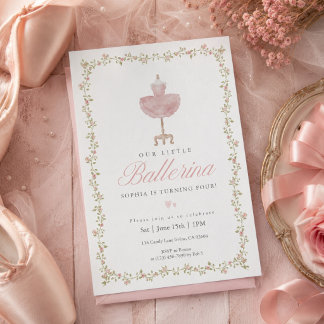 Roze Coquette Ballerina Strik Boog Meisje Verjaard Kaart