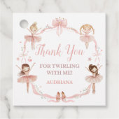 Roze Coquette Ballerina Verjaardag Party Square Bedankjes Labels (Voorkant)