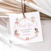 Roze Coquette Ballerina Verjaardag Party Square Bedankjes Labels