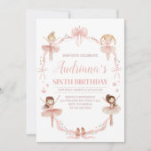 Roze Coquette Ballerina Verjaardagsfeest Kaart (Voorkant)