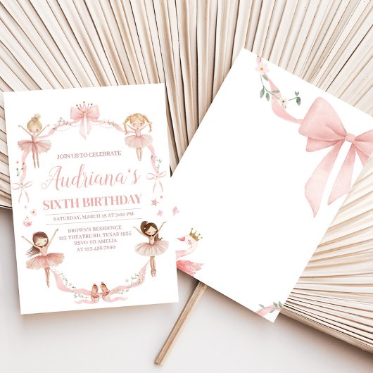 Roze Coquette Ballerina Verjaardagsfeest Kaart