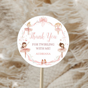 Roze Coquette Ballerina Verjaardagsfeest Ronde Sticker
