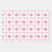 roze coquette ballon meisje verjaardag inpakpapier vel (Voorkant)