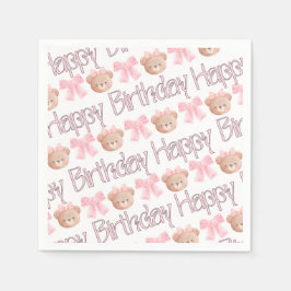 Roze Coquette Beren en linten Servet