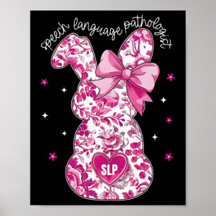 Roze Coquette Bloemen Bunny Slop Speech Language P Poster