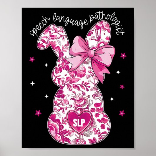 Roze Coquette Bloemen Bunny Slop Speech Language P Poster (Voorkant)