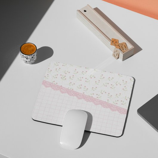 Roze Coquette Bloemen Muismat