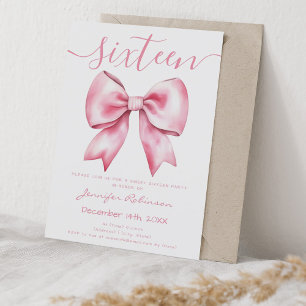 Roze Coquette Blush Bow Sweet 16 Verjaardag Kaart