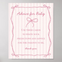 Roze Coquette Boog Advies voor Baby shower Game Poster