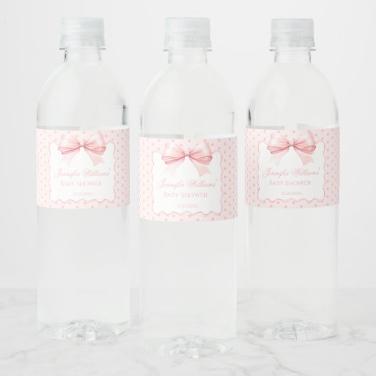 Roze coquette boog baby shower waterflesetiketten waterfles etiket (Flessen)
