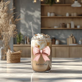 Roze Coquette Boog met Naam Blikvorm Glas